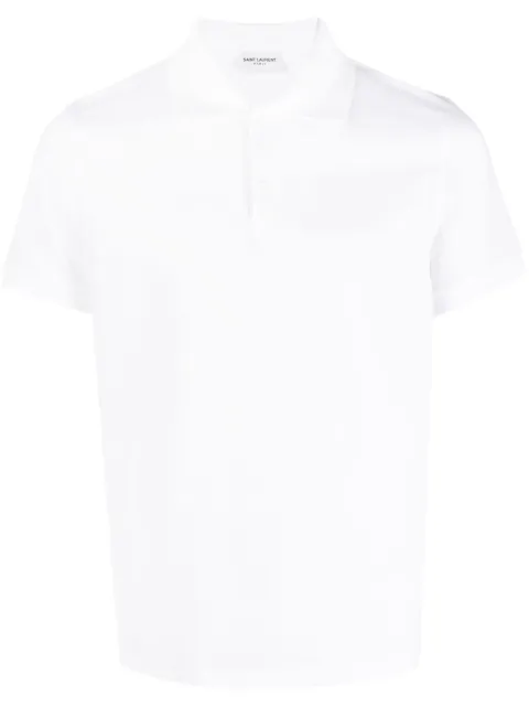 Saint Laurent logo-embroidered short-sleeved polo shirt White 712300YB2OC