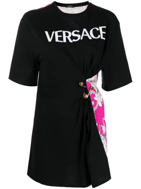 Versace Safety Pin Baroque-print T-shirt Black 10065411A04553