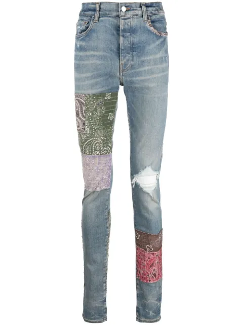 AMIRI distressed patchwork skinny jeans Blue PF22MDS021