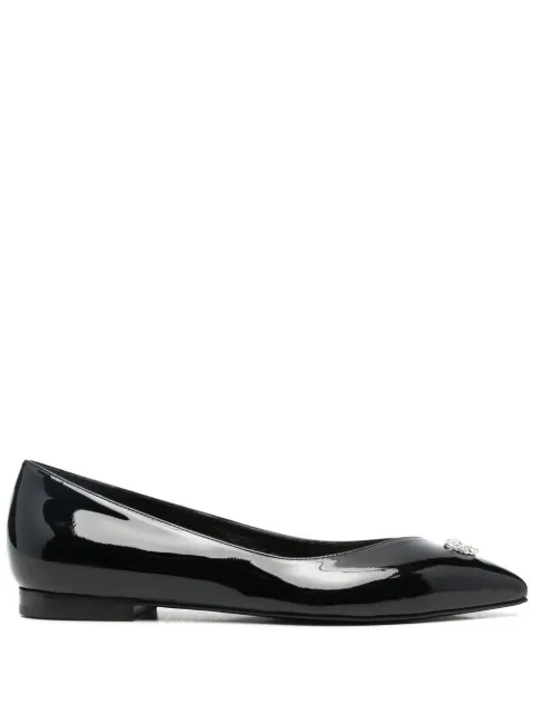 Philipp Plein skull-stud ballerina shoes Black SACSWSB0229PLE010N