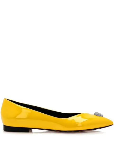 Philipp Plein Skull-charm ballet pumps Yellow SACSWSB0229PLE010N