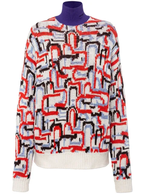 Prada abstract-pattern knitted jumper White P26474S222114C
