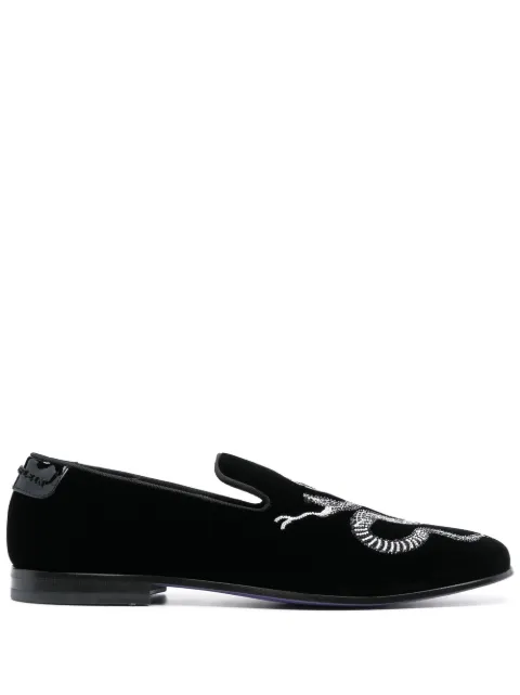 Philipp Plein crystal snake loafers Black SACSMSB0684PTE086N
