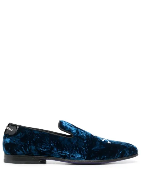 Philipp Plein skull-appliqué slippers Blue SACSUSB0003PTE086N