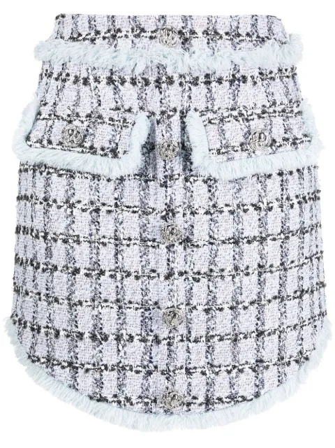 Philipp Plein tweed mini skirt Blue SACCWRV0450PTE003N