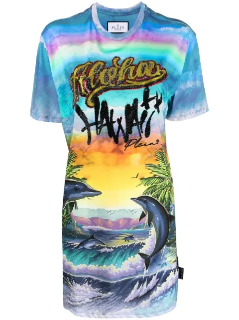 Philipp Plein graphic-print short-sleeved T-shirt Blue SACCWTK2754PJY002N