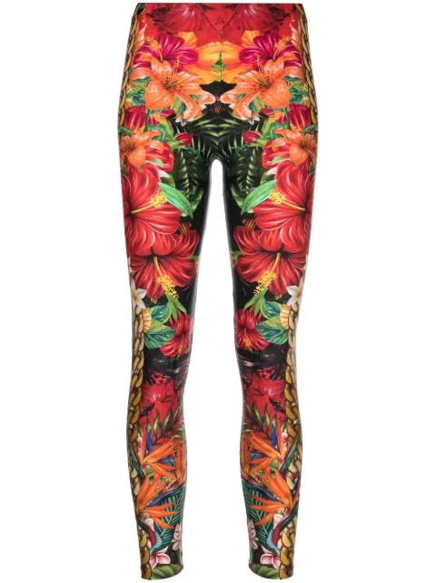 Philipp Plein Hawaii-print leggings Red SACCWRT1332PJY002N