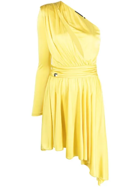 Philipp Plein pleated one-shoulder dress Yellow SACCWRG2502PJY002N
