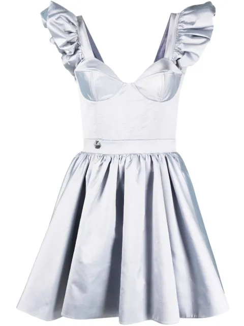 Philipp Plein ruffle-detail silk mini dress Purple SACCWRG2558PTE028N