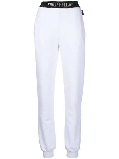 Philipp Plein logo-waistband track pants White SACCWJT1697PJO002N