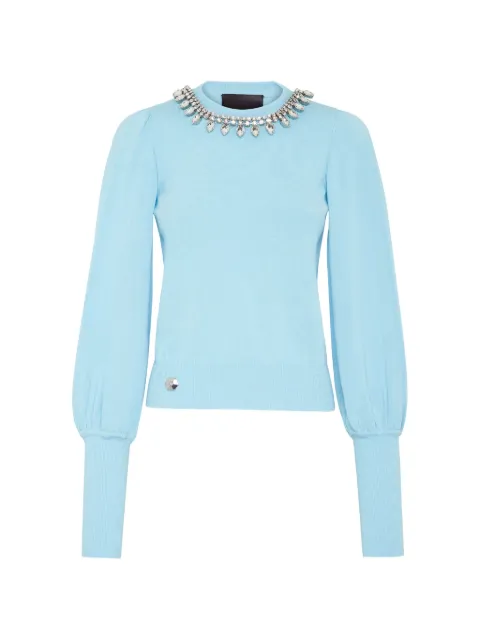 Philipp Plein rhinestone-embellished sweater Blue SACCWKO0533PKN002N
