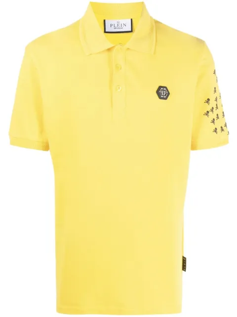 Philipp Plein Skull and Bones cotton polo shirt Yellow SACCMTK6180PTE003N