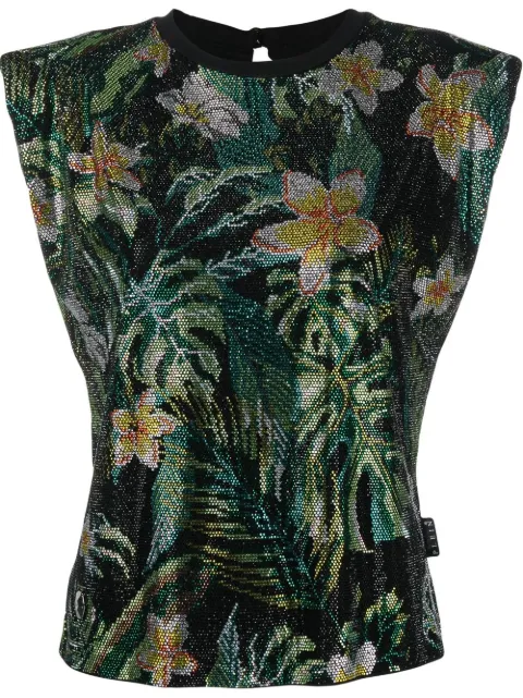 Philipp Plein floral-print tank top Black SACCWTK2736PJY002N