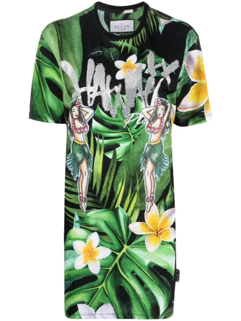 Philipp Plein Hawaii-print T-shirt Green SACCWTK2737PJY002N