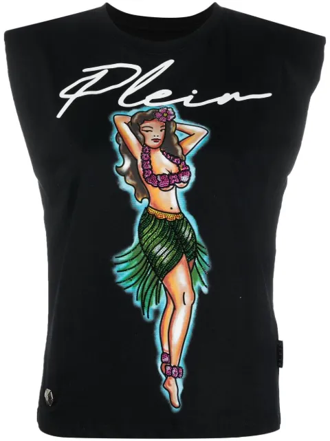 Philipp Plein Aloha logo-print tank top Black SACCWTK2762PJY002N