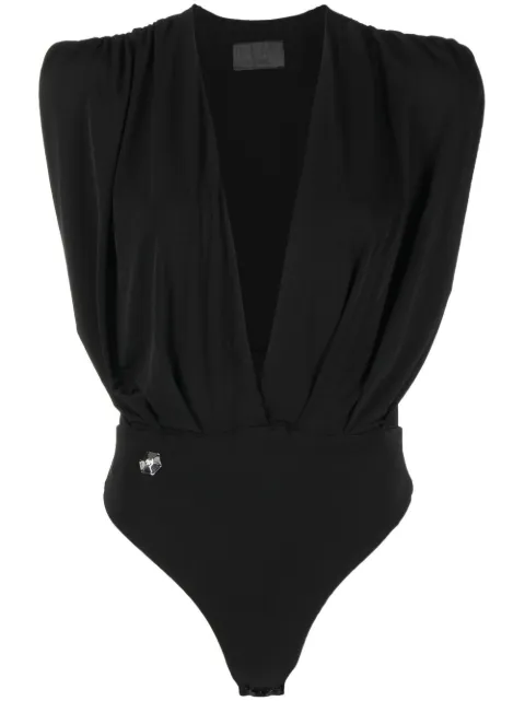 Philipp Plein plunging v-neck bodysuit Black SACCWRK0505PJY002N