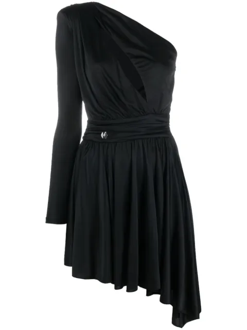 Philipp Plein pleated one-shoulder dress Black SACCWRG2502PJY002N