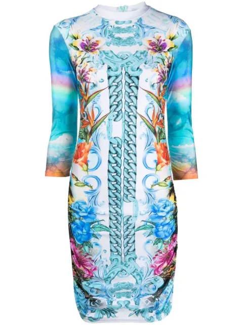 Philipp Plein Hawaii-print mini dress Blue SACCWRG2533PJY002N