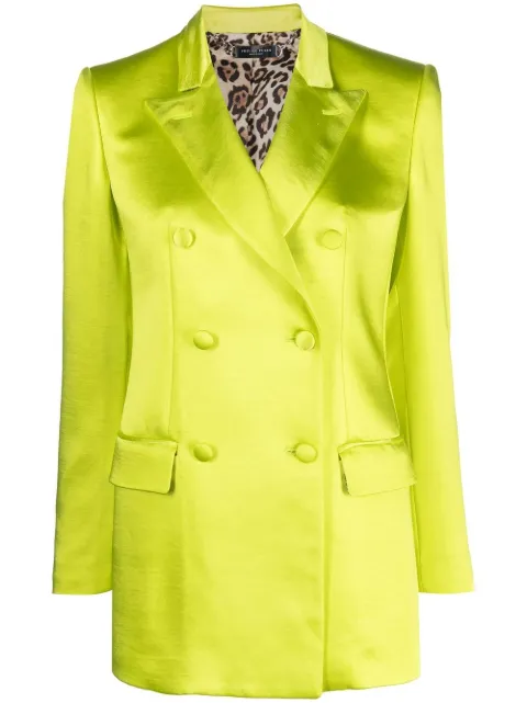 Philipp Plein double-breasted satin blazer Yellow SACCWRF0520PTE003N