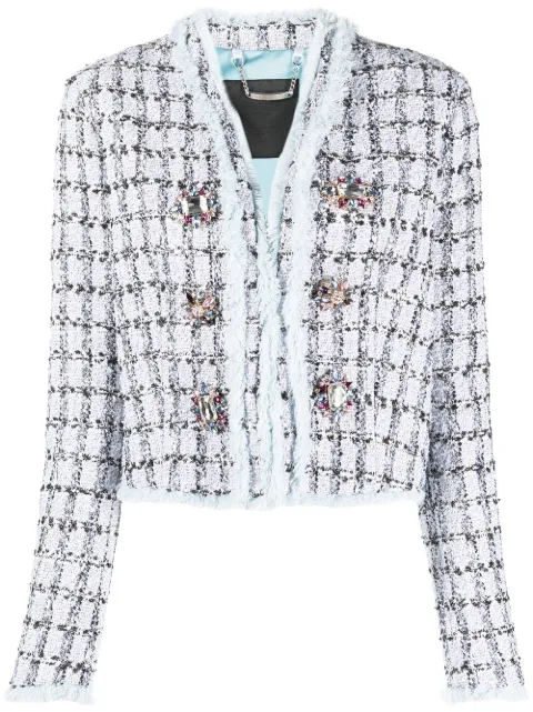 Philipp Plein single-breasted tweed blazer Blue SACCWRF0528PTE003N