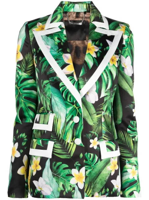 Philipp Plein floral-print single-breasted blazer Black SACCWRF0536PTE003N