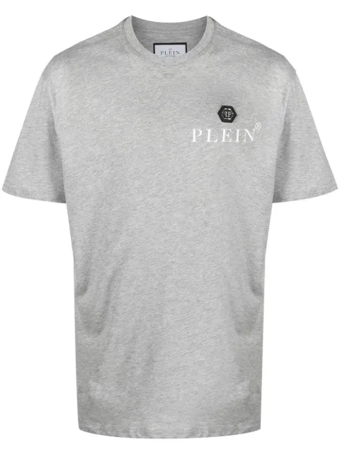 Philipp Plein logo-plaque cotton T-shirt Grey SACCMTK5697PJY002N