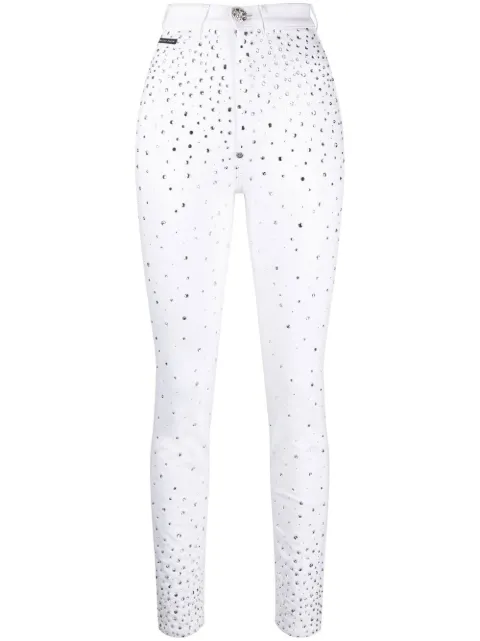 Philipp Plein rhinestone-embellished skinny jeans White SACCWDT2269PDE004N