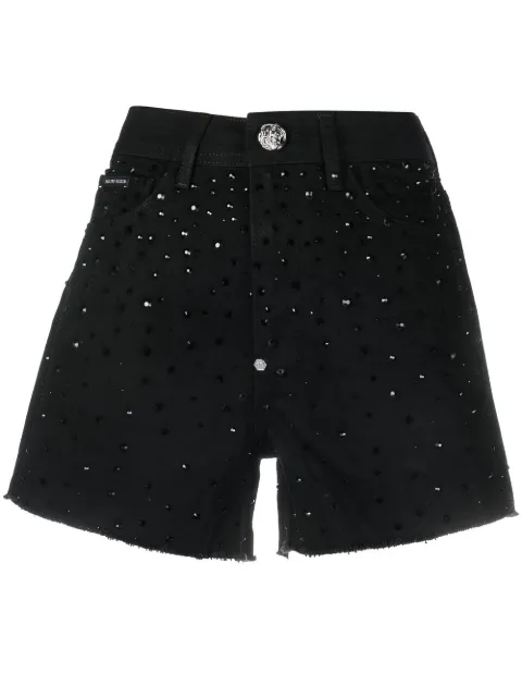 Philipp Plein crystal-embellished denim shorts Black SACCWDT2349PDE004N