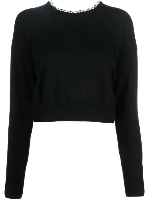 Rabanne chain-link neckline sweater Black 22AMPU158ML0200