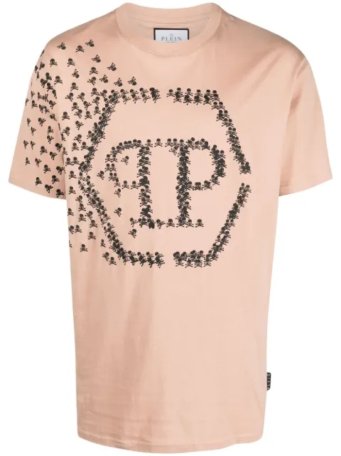 Philipp Plein logo-print short-sleeved T-shirt Neutrals SACCMTK6190PJY002N