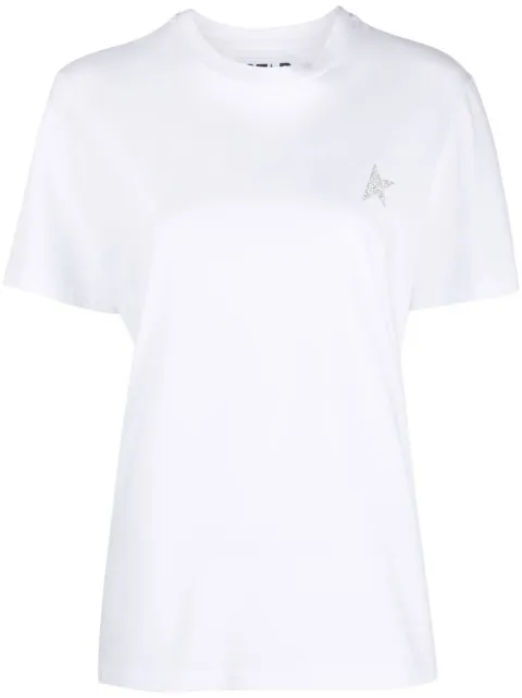 Golden Goose white T-shirt with silver glitter star on the front White GWP01220P000594