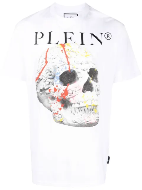 Philipp Plein Skull-print cotton T-shirt White SACCMTK6140PJY002N