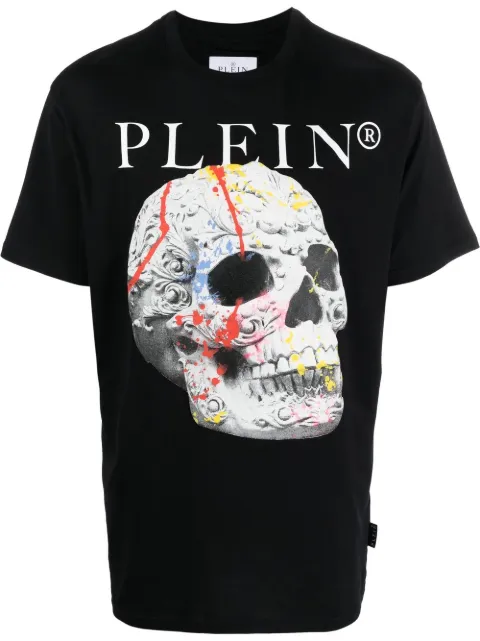 Philipp Plein Skull-print cotton T-shirt Black SACCMTK6140PJY002N