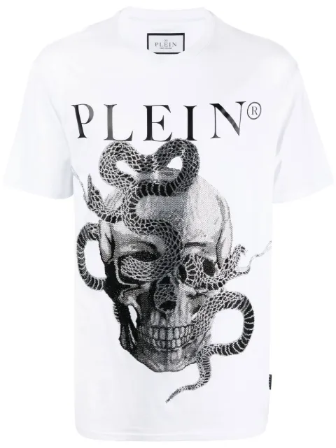 Philipp Plein Snake-print short-sleeve T-shirt White SACCMTK6103PJY002N