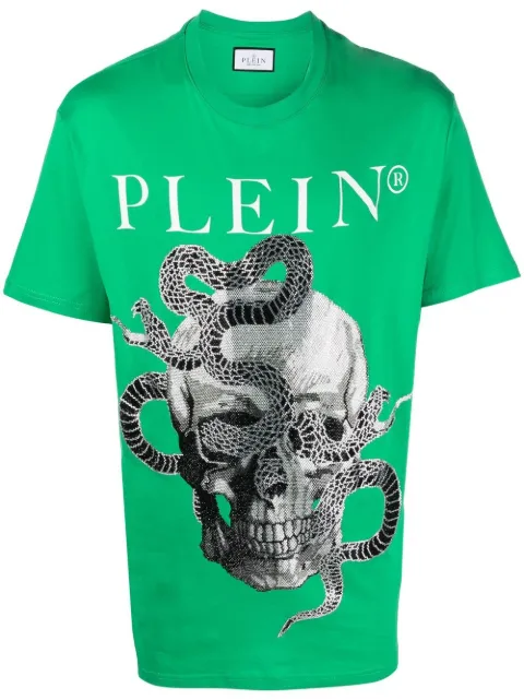 Philipp Plein snake-print short-sleeve T-shirt Green SACCMTK6103PJY002N