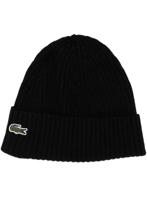 Lacoste ribbed-knit beanie hat Black RB0001