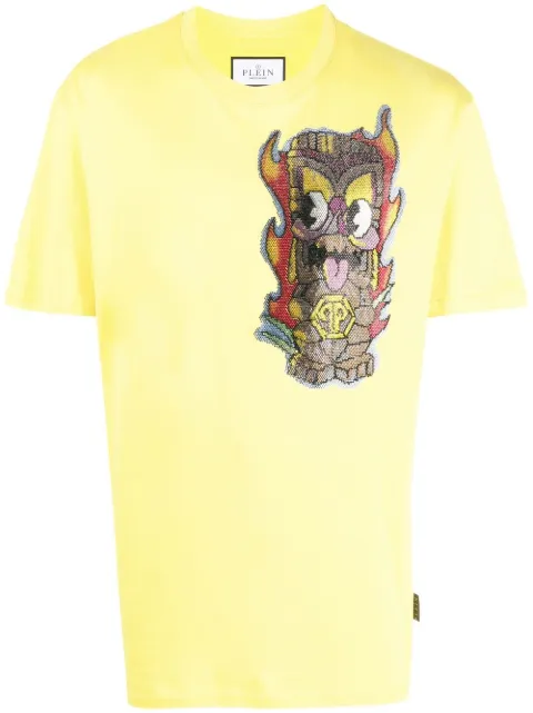 Philipp Plein Hawaii embellished short-sleeve T-shirt Yellow SACCMTK6109PJY002N