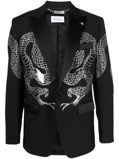 Philipp Plein crystal-embellished single-breasted blazer Black SACCMRF1639PTE003N
