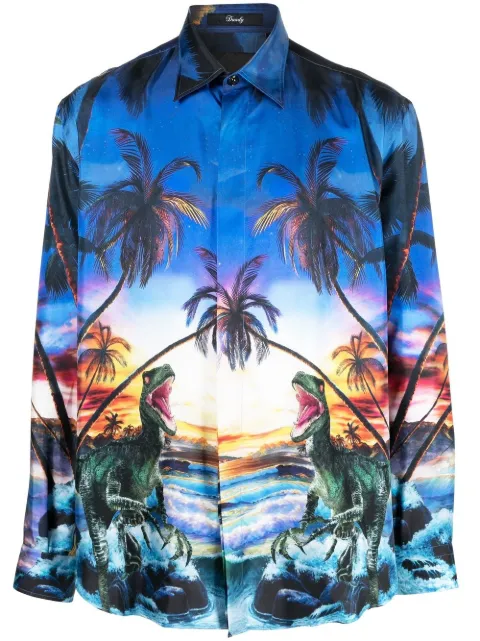 Philipp Plein Hawaii printed shirt Blue SACCMRP1914PTE028N