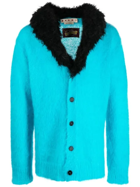 Marni brushed V-neck cardigan Blue CDMG0051A1UFU154