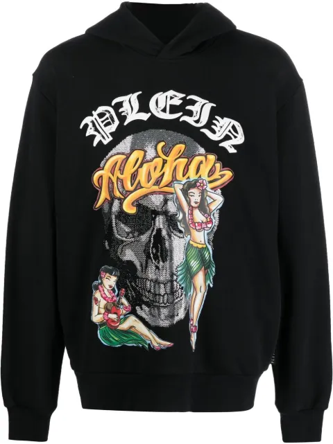 Philipp Plein Hawaii graphic-print hoodie Black SACCMJB2922PJO002N