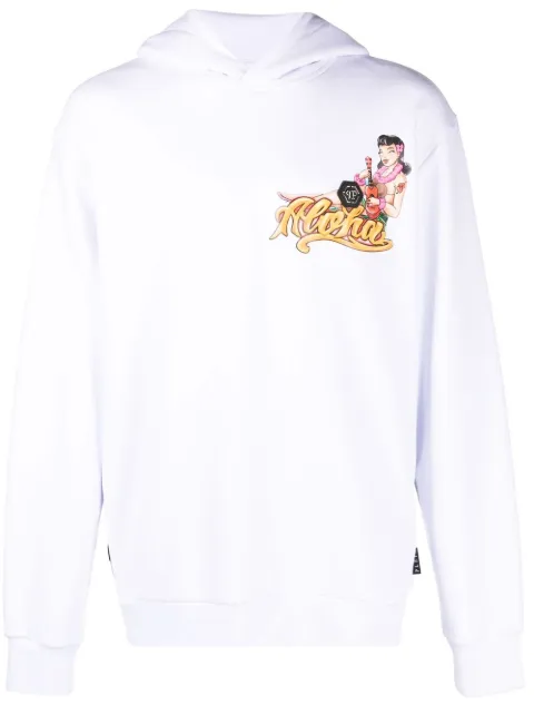 Philipp Plein Hawaii-print hoodie White SACCMJB2919PJO002N