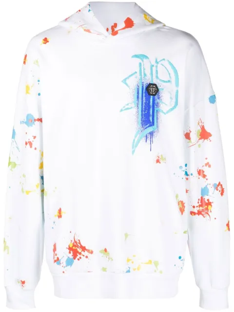 Philipp Plein Dripping Skull hoodie White SACCMJB2905PJO002N