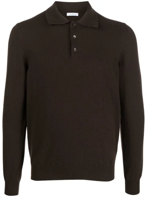 Malo long-sleeve cashmere polo shirt Brown UXD062F1K02