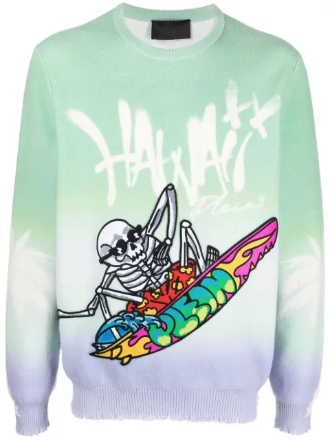 Philipp Plein Hawaii graphic-print jumper Green SACCMKO1229PKN002N