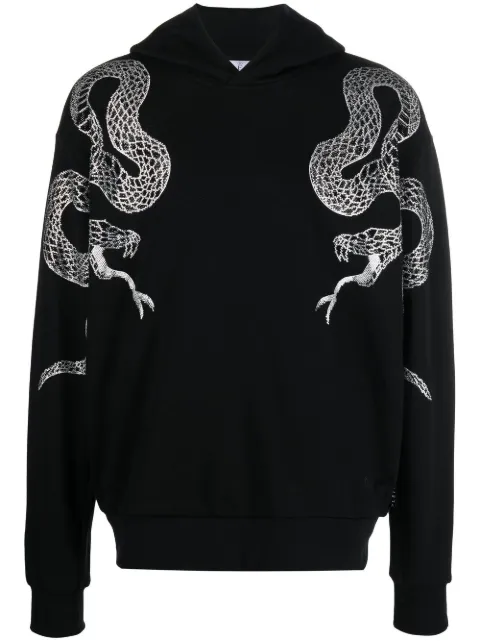 Philipp Plein embellished snake-print detail hoodie Black SACCMJB2917PJO002N