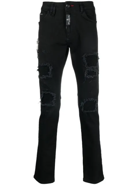 Philipp Plein denim trousers super straight cut Black SACCMDT3002PDE004N