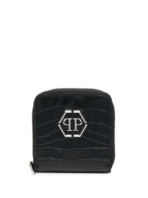 Philipp Plein mini crocodile-embossed leather wallet Black SACAWVG0110PLE010N