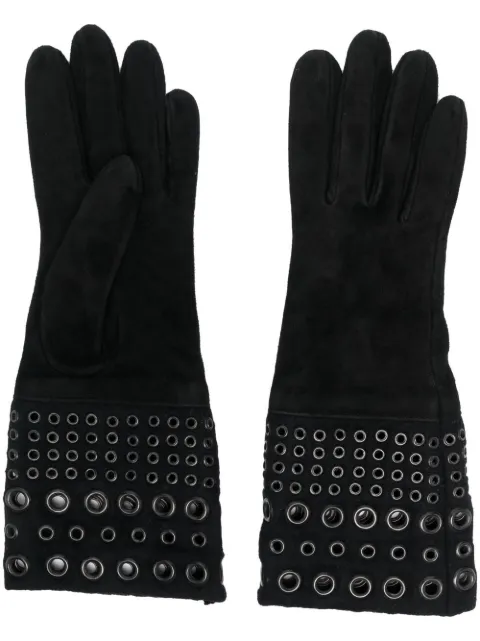 Gianfranco Ferré Pre-Owned 1990s eyelet detailing suede gloves Black GFFE320SJ
