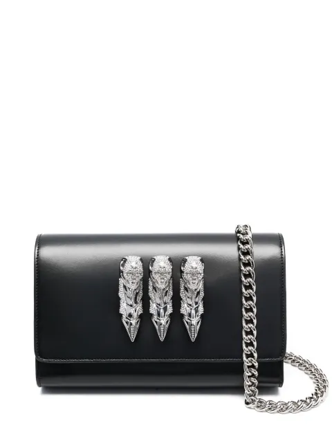 Philipp Plein skull-ring leather shoulder bag Black SACAWBA1731PLE010N